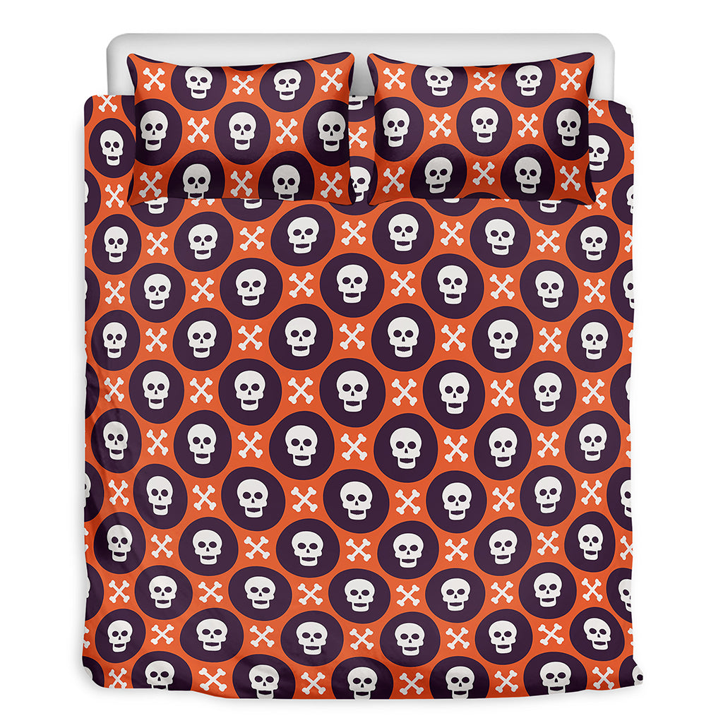 Halloween Skull And Bone Pattern Print Duvet Cover Bedding Set