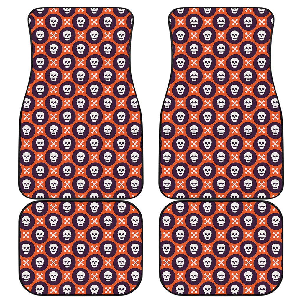 Halloween Skull And Bone Pattern Print Front and Back Car Floor Mats
