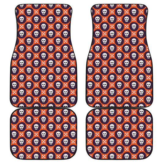 Halloween Skull And Bone Pattern Print Front and Back Car Floor Mats