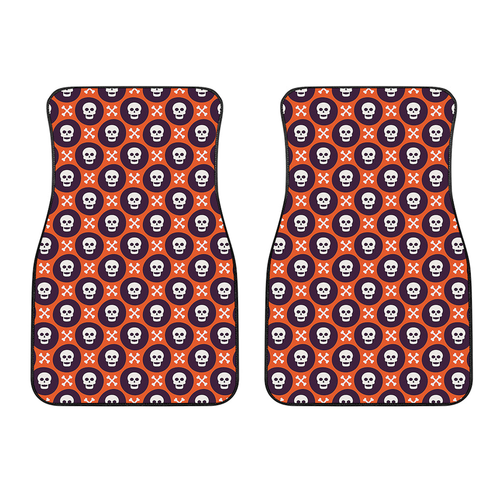 Halloween Skull And Bone Pattern Print Front Car Floor Mats