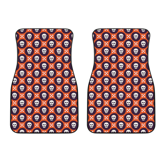 Halloween Skull And Bone Pattern Print Front Car Floor Mats