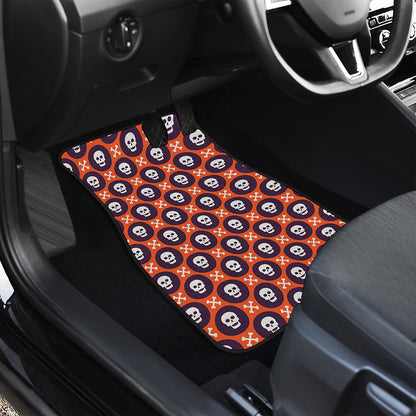 Halloween Skull And Bone Pattern Print Front Car Floor Mats