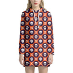 Halloween Skull And Bone Pattern Print Hoodie Dress