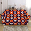 Halloween Skull And Bone Pattern Print Loveseat Slipcover