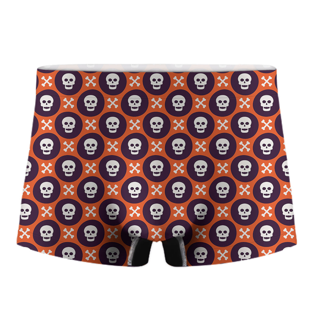Halloween Skull And Bone Pattern Print Men's Boxer Briefs