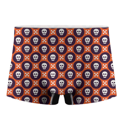 Halloween Skull And Bone Pattern Print Men's Boxer Briefs