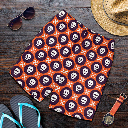 Halloween Skull And Bone Pattern Print Men's Shorts