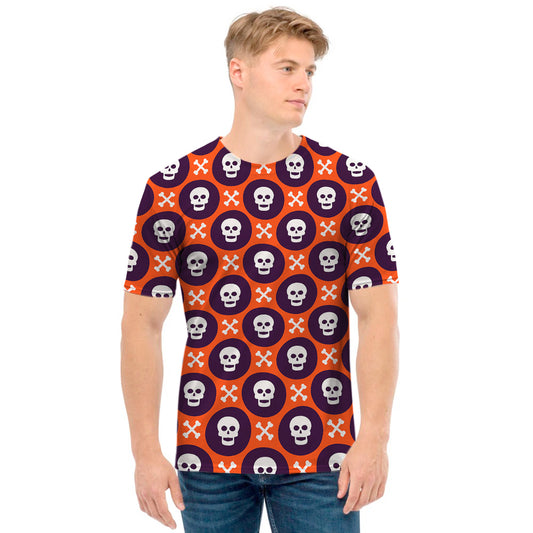 Halloween Skull And Bone Pattern Print Men's T-Shirt