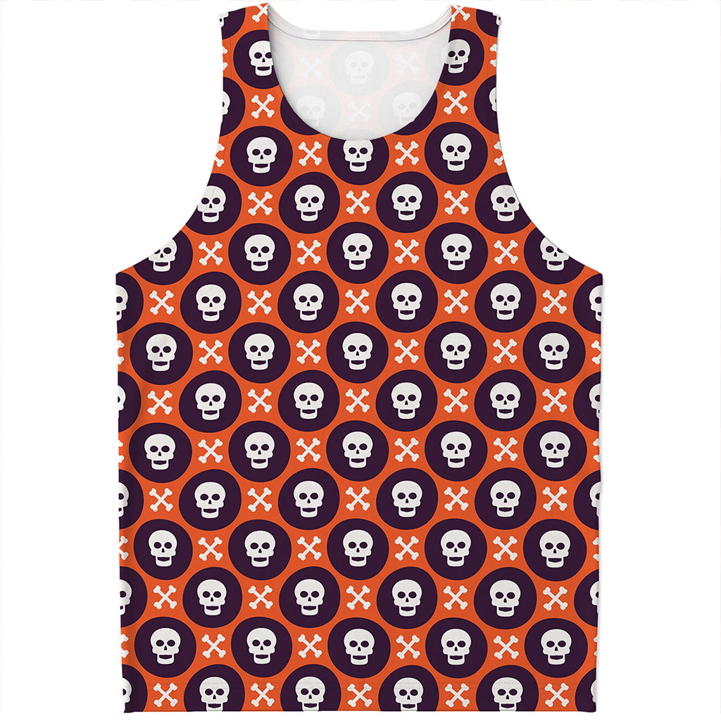 Halloween Skull And Bone Pattern Print Men's Tank Top