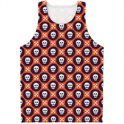 Halloween Skull And Bone Pattern Print Men's Tank Top