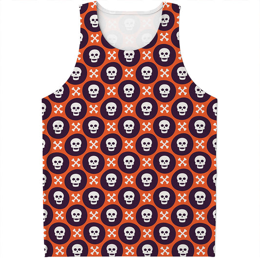 Halloween Skull And Bone Pattern Print Men's Tank Top