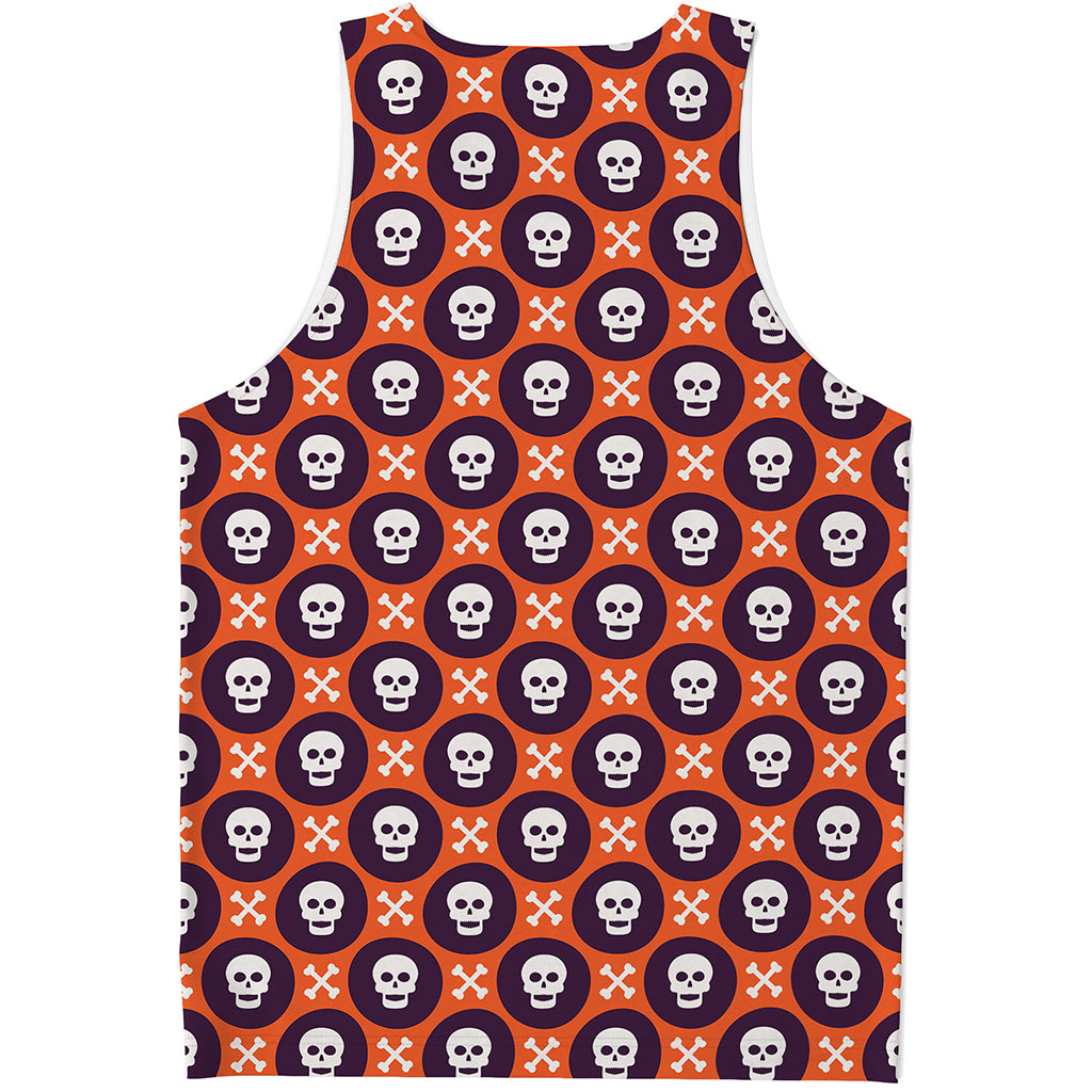 Halloween Skull And Bone Pattern Print Men's Tank Top