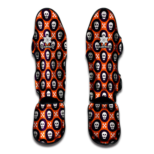 Halloween Skull And Bone Pattern Print Muay Thai Shin Guard