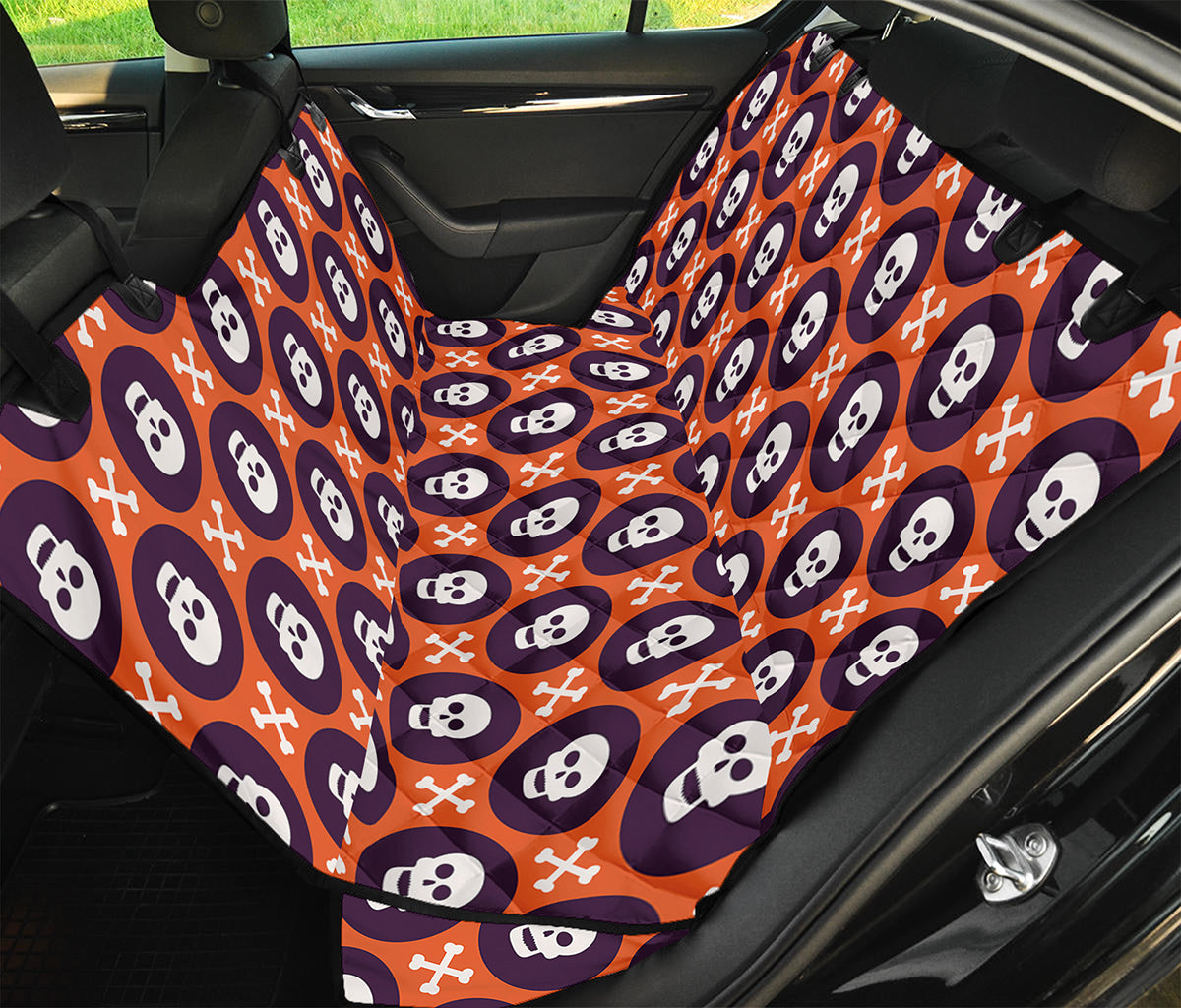 Halloween Skull And Bone Pattern Print Pet Car Back Seat Cover
