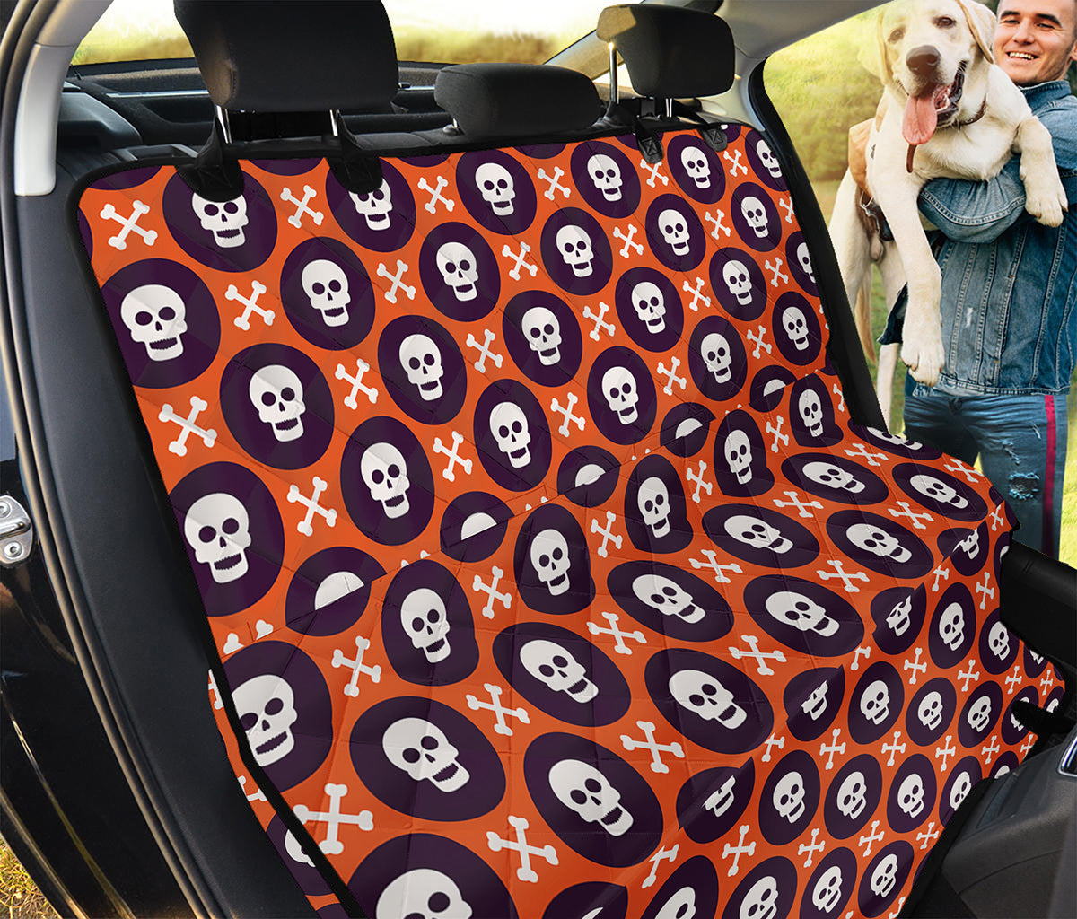 Halloween Skull And Bone Pattern Print Pet Car Back Seat Cover