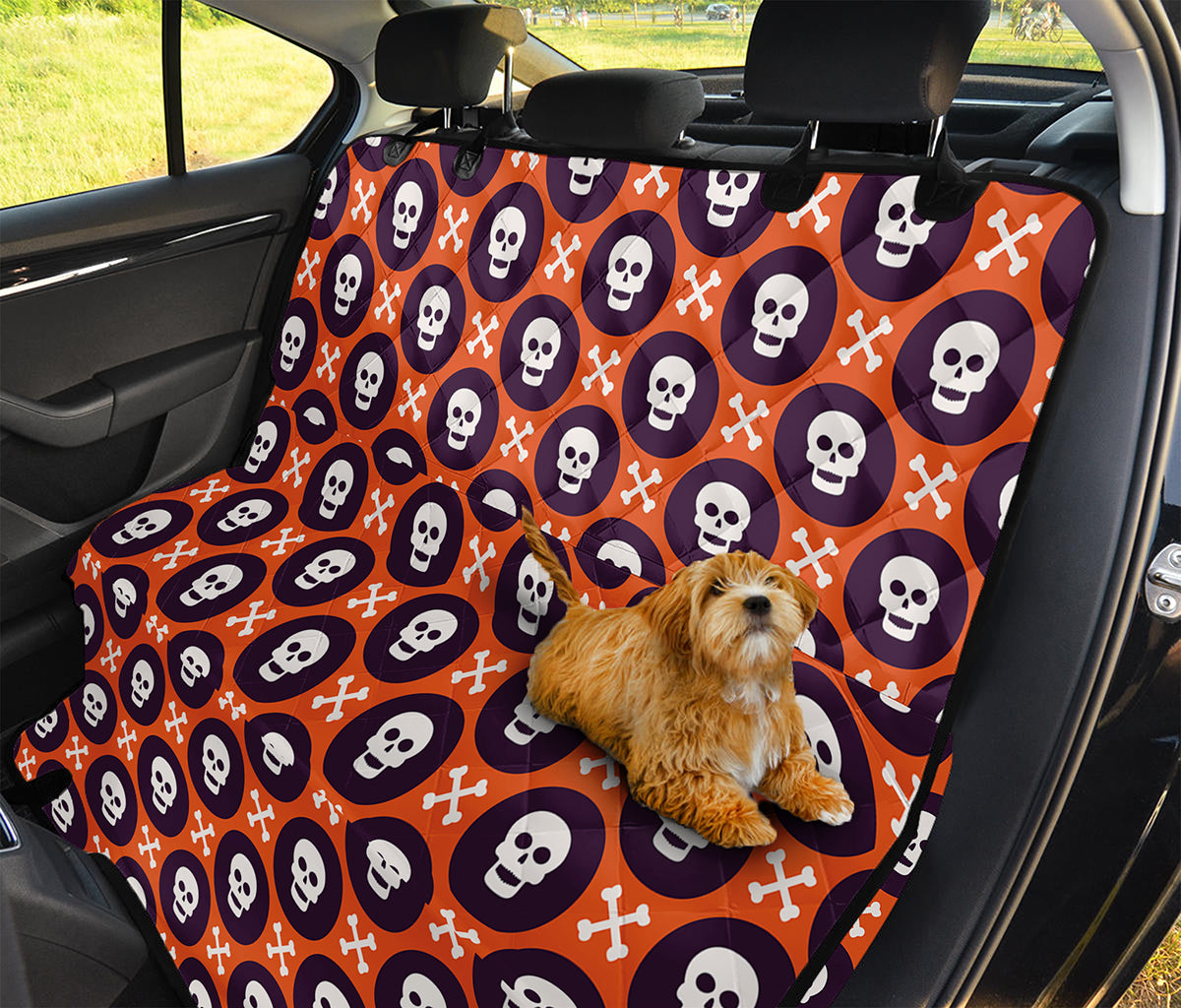Halloween Skull And Bone Pattern Print Pet Car Back Seat Cover