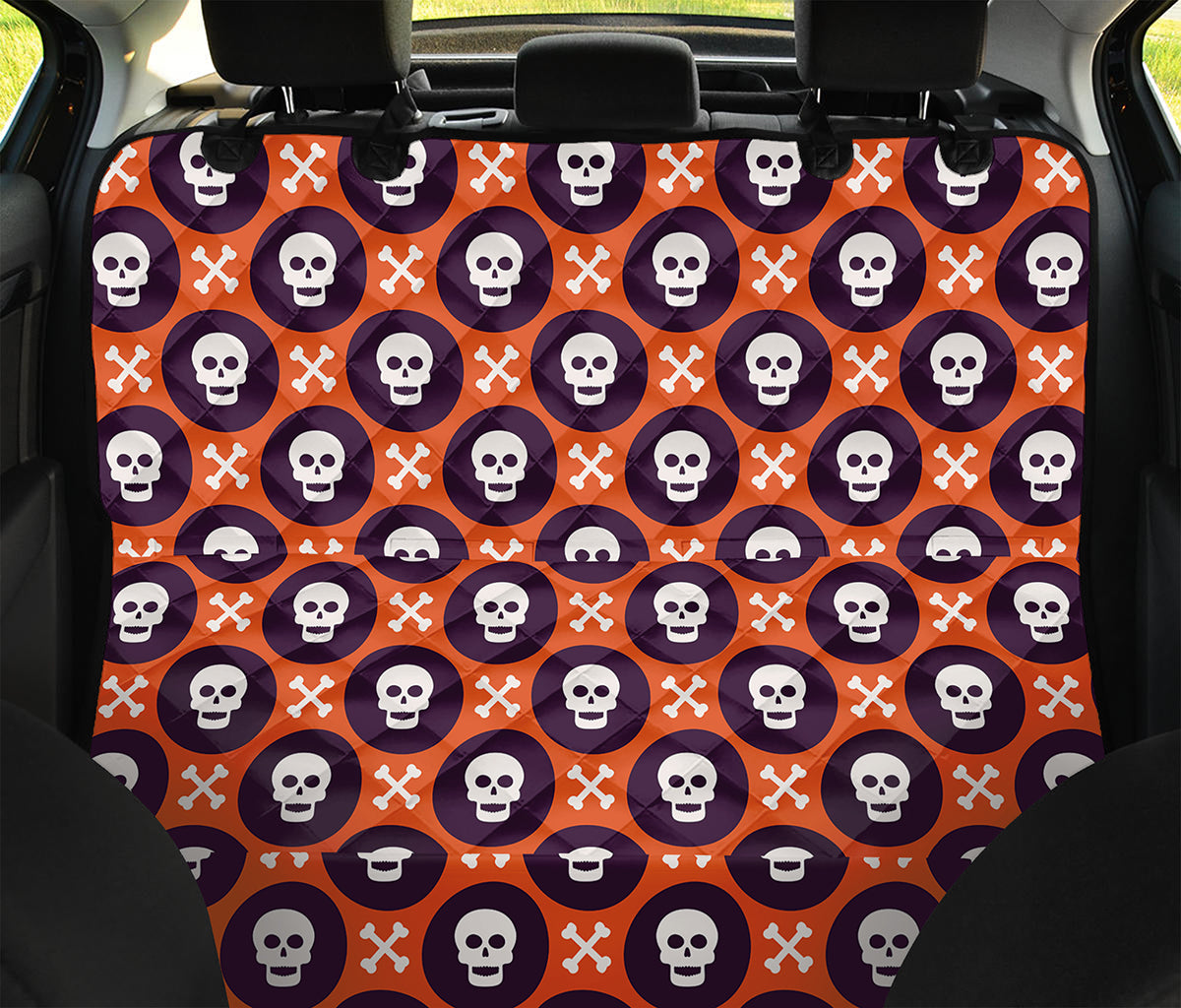 Halloween Skull And Bone Pattern Print Pet Car Back Seat Cover
