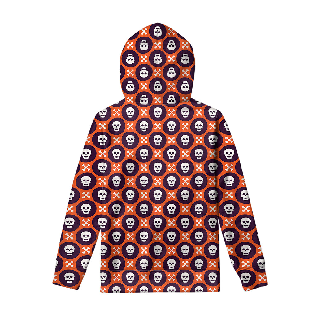 Halloween Skull And Bone Pattern Print Pullover Hoodie