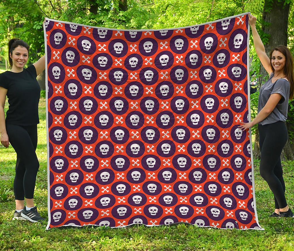 Halloween Skull And Bone Pattern Print Quilt