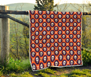 Halloween Skull And Bone Pattern Print Quilt