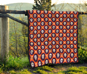 Halloween Skull And Bone Pattern Print Quilt