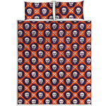 Halloween Skull And Bone Pattern Print Quilt Bed Set