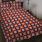 Halloween Skull And Bone Pattern Print Quilt Bed Set
