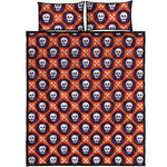 Halloween Skull And Bone Pattern Print Quilt Bed Set