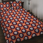 Halloween Skull And Bone Pattern Print Quilt Bed Set