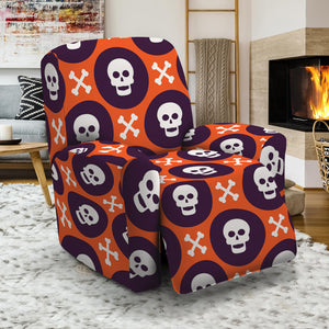 Halloween Skull And Bone Pattern Print Recliner Slipcover