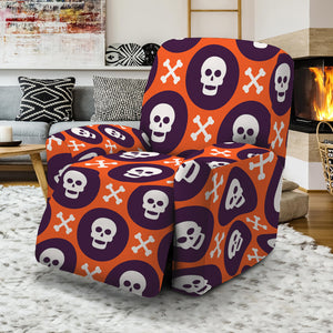 Halloween Skull And Bone Pattern Print Recliner Slipcover