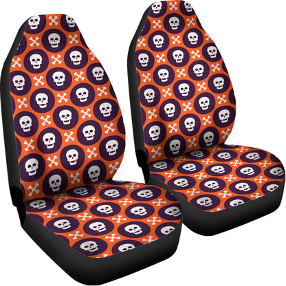 Halloween Skull And Bone Pattern Print Universal Fit Car Seat Covers