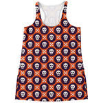 Halloween Skull And Bone Pattern Print Women's Racerback Tank Top