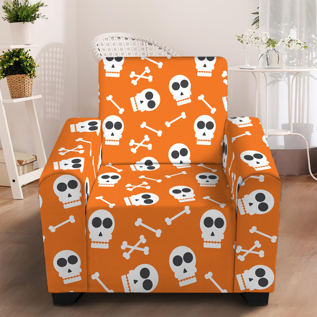 Halloween Skull Pattern Print Armchair Slipcover