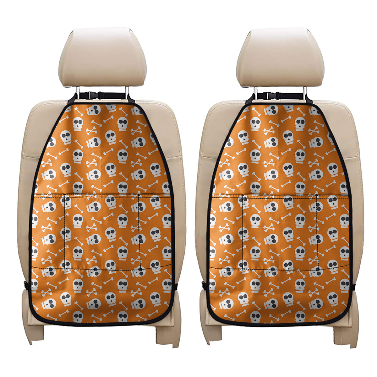 Halloween Skull Pattern Print Car Seat Organizers