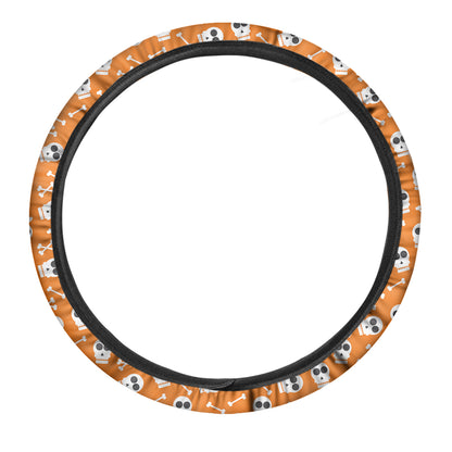 Halloween Skull Pattern Print Car Steering Wheel Cover