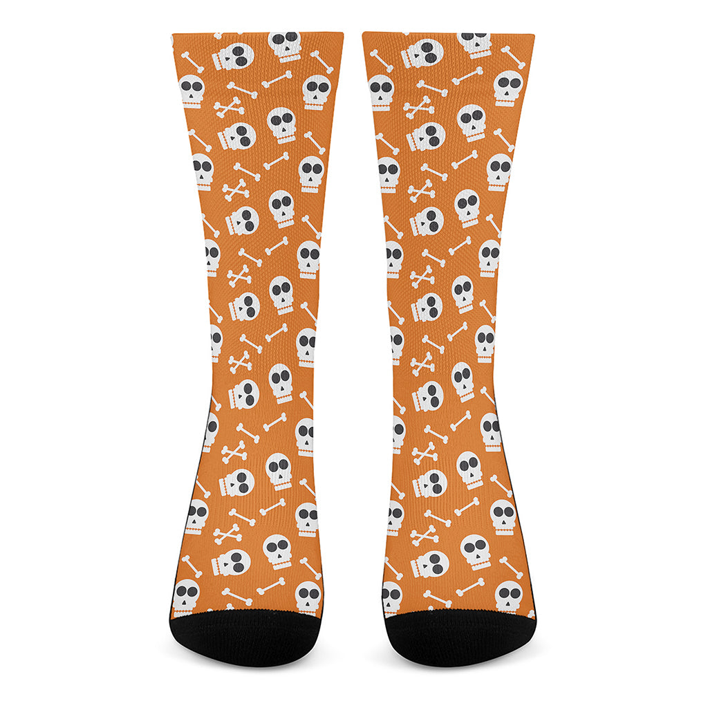 Halloween Skull Pattern Print Crew Socks