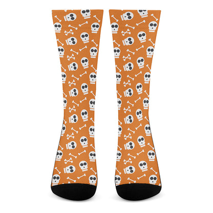 Halloween Skull Pattern Print Crew Socks