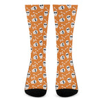 Halloween Skull Pattern Print Crew Socks