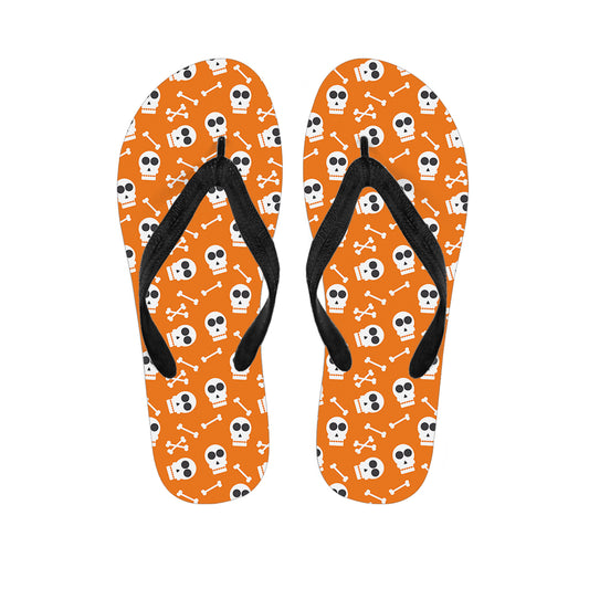 Halloween Skull Pattern Print Flip Flops