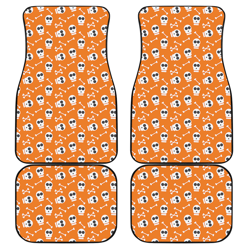 Halloween Skull Pattern Print Front and Back Car Floor Mats