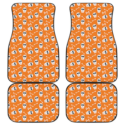 Halloween Skull Pattern Print Front and Back Car Floor Mats