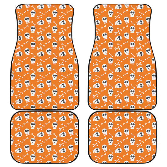 Halloween Skull Pattern Print Front and Back Car Floor Mats