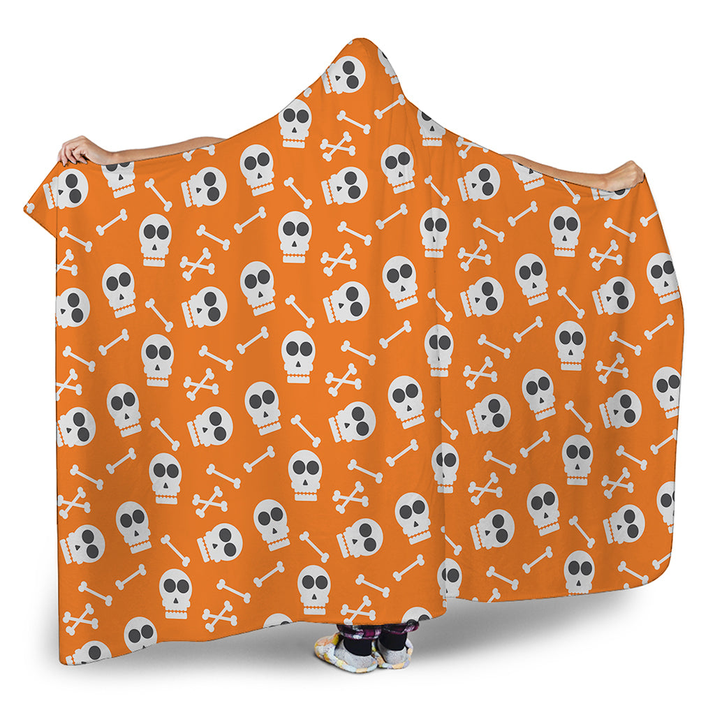 Halloween Skull Pattern Print Hooded Blanket