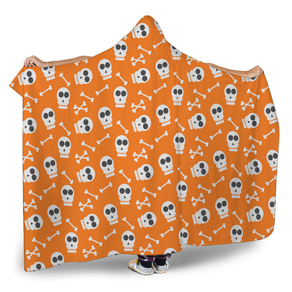 Halloween Skull Pattern Print Hooded Blanket