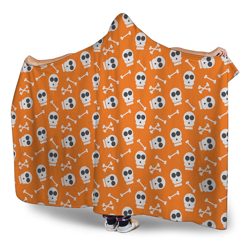 Halloween Skull Pattern Print Hooded Blanket