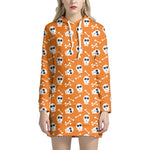 Halloween Skull Pattern Print Hoodie Dress