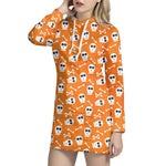 Halloween Skull Pattern Print Hoodie Dress