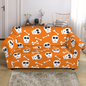 Halloween Skull Pattern Print Loveseat Slipcover