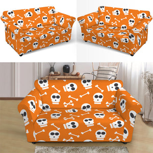 Halloween Skull Pattern Print Loveseat Slipcover